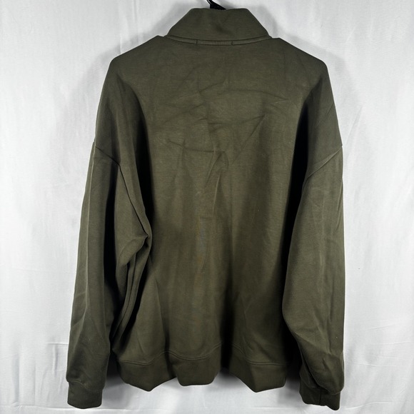 Forever 21 Men's Olive Green Quarter-Zip Pullover Sweatshirt - Picture 4 of 4